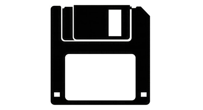 Floppy Disk Outline Icon on Black Background diskette isolated on a transparent background