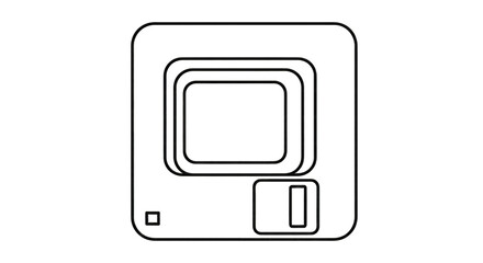 Outline of a Retro Computer Monitor on Black Background isolated on a transparent background