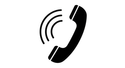 Outline of a Telephone Handset with Sound Waves communication isolated on a transparent background