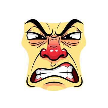 Angry Face Cartoon Character Expression Emotion.