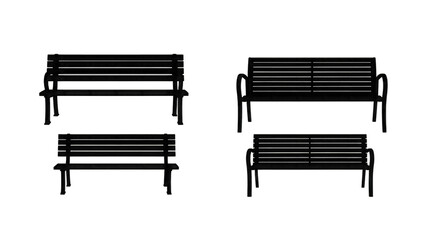 Park Benches Line Art Set standard graphic isolated on a transparent background