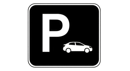 Parking Sign with Car Icon Outline symbol isolated on a transparent background