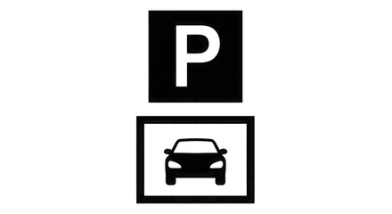 Parking Sign With Car Icon Outline automobile vehicle isolated on a transparent background