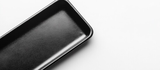 Black Styrofoam Tray on White Background