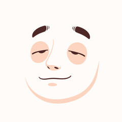 Cartoon Face with Eyes Closed and Smiling.