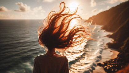 Fototapeta premium A hair in nature scene, Ai generated image