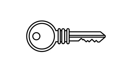 Key line icon vector illustration. Simple outline of a house key for unlocking a door lock. Concept of security, access, safety, privacy, real estate, and opportunity.