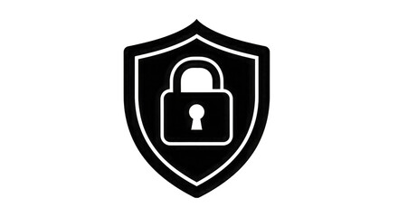 Shield With Padlock Icon Outline security safety isolated on a transparent background