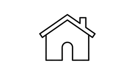 Simple Outline House Icon with Arched Doorway home isolated on a transparent background