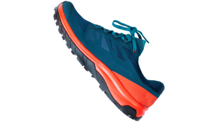 Modern blue and orange running shoe isolated on white background athletic footwear
