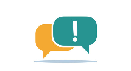 Exclamation mark in speech bubble. Concept for important information, alert, warning or notice. Communication icon for chat, dialogue, support, frequently asked questions (FAQ).