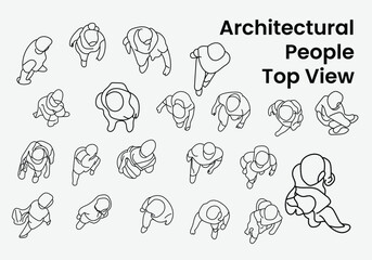 People vector for Cad Drawing top view people architectural drawing isolate white background.