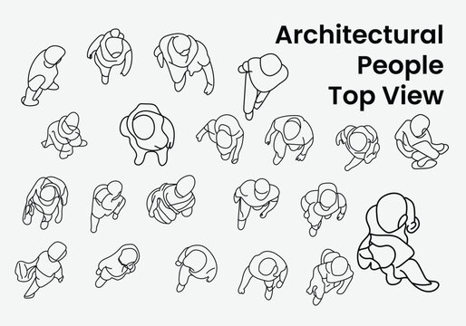 People vector for Cad Drawing top view people architectural drawing isolate white background.
