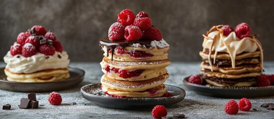 Delicious Pancake Tower with Fresh Raspberries