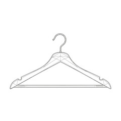 Wireframe of a wooden clothes hanger with a hook.