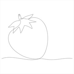 Continuous one line drawing of organic strawberry outline design vector illustration