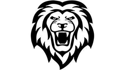 Roaring Lion Head Black and White Vector Logo – Fierce Animal Mascot Design
