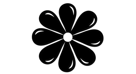 White Outline Flower Icon on Black Background standard isolated on a transparent background