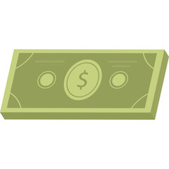 Stack of Light Green Paper Money Bills with Dollar Sign in Circle on Transparent Background Simplified Pixelated Design