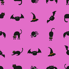 Cute Halloween cupcake seamless patterns in orange, purple, and green tones. Perfect for wrapping paper, party design, and seasonal decorations.