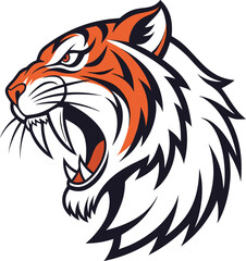 Fierce Roaring Tiger Head Vector – Wild Animal Mascot Logo Design