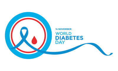 November 14, World Diabetes Day Celebration, Blue Circle, and Global Call to Action, vector illustration