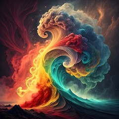 photorealistic colorful smoke