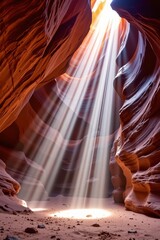 Sunlit Narrow Canyon with Warm Rock Walls and Shadows