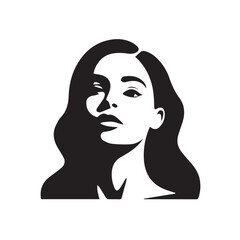 Beautiful female face with long hair Style isolated on white background
