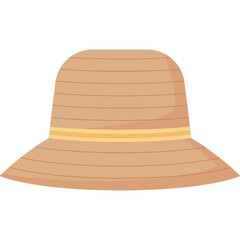 Straw sun hat with yellow ribbon detail on a transparent background for summer fashion and outdoor activities