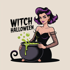 Haloween witch, hot witch illustration
