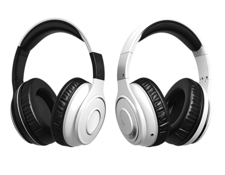  Set of black and white audio stereo headphones headset earpiece earphone Earbud