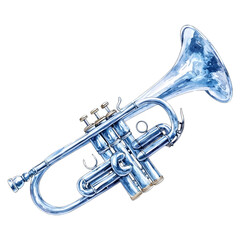 Watercolor Blue Trumpet with a Metallic Sheen  © Sajana Jayathissa