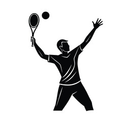 Silhouette of a tennis player serving a ball sport