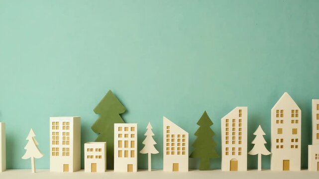 Modern city skyline silhouette with tall contemporary buildings isolated on white background