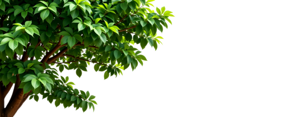 a green tree with lush leaves in a natural setting. The scene is filled with vibrant foliage and a sense of tranquility
