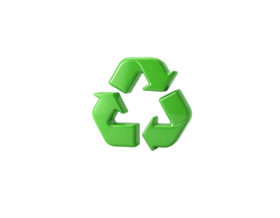 a vibrant green recycling symbol signifying environmental conservation and sustainability. The three chasing arrows represent the recycling process