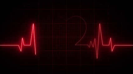 Love heartbeat ekg animation on black background. monitor showing heart pulse motion graphics. electrocardiogram line showing video footage. - Powered by Adobe