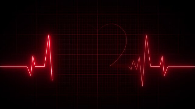 Love heartbeat ekg animation on black background. monitor showing heart pulse motion graphics. electrocardiogram line showing video footage.
