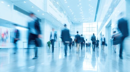 Business professionals walking in a modern building