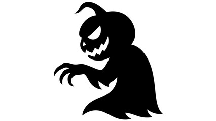 Scary pumpkin ghost silhouette jack o lantern monster Halloween illustration