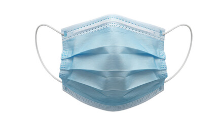 Closeup of a blue surgical face mask isolated on transparent background, a vital tool for protection against viruses