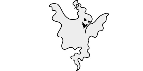 Spooky ghost illustration, Halloween spirit, scary cartoon, haunted design, creepy character art