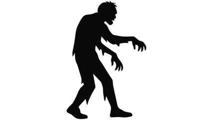 Zombie silhouette, creepy undead figure, horror monster, Halloween scary walking dead