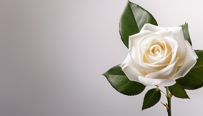 Fototapeta premium single white rose isolated background