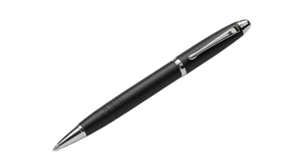 Elegant black ballpoint pen isolated on transparent background, a sophisticated writing instrument for professionals