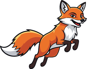 Obraz premium Energetic Cartoon Fox Jumping with a Cheerful Expression