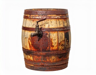 Obraz premium Rusted metal barrel with spigot showing corrosion in brown orange and red tones for editorial industrial history material science and artistic decay-themed visuals