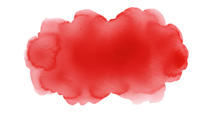 Vibrant red watercolor stain isolated on transparent background, creating a captivating artistic element for design projects