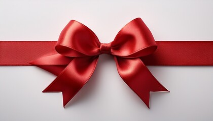 red ribbon bow on white background